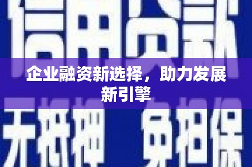 静宁企业融资新选择，助力发展新引擎