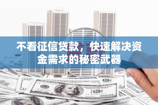 静宁不看征信贷款，快速解决资金需求的秘密武器