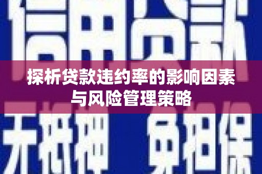 静宁探析贷款违约率的影响因素与风险管理策略