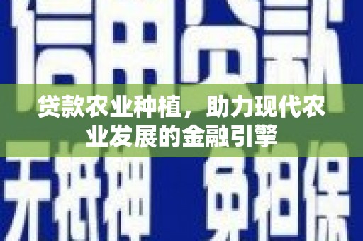 静宁贷款农业种植，助力现代农业发展的金融引擎