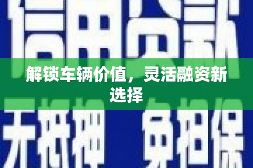 静宁解锁车辆价值，灵活融资新选择