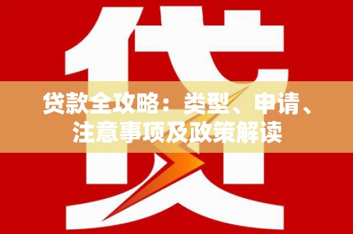 静宁贷款全攻略：类型、申请、注意事项及政策解读